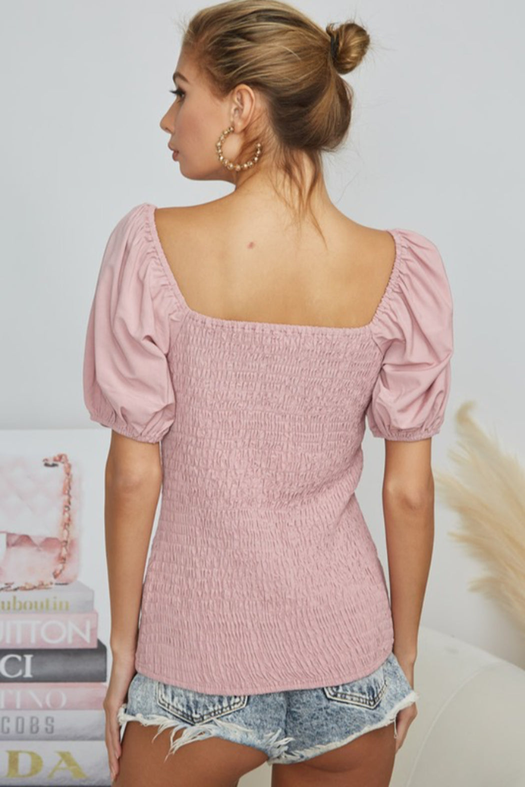 Balloon Sleeve Smocked Body Top