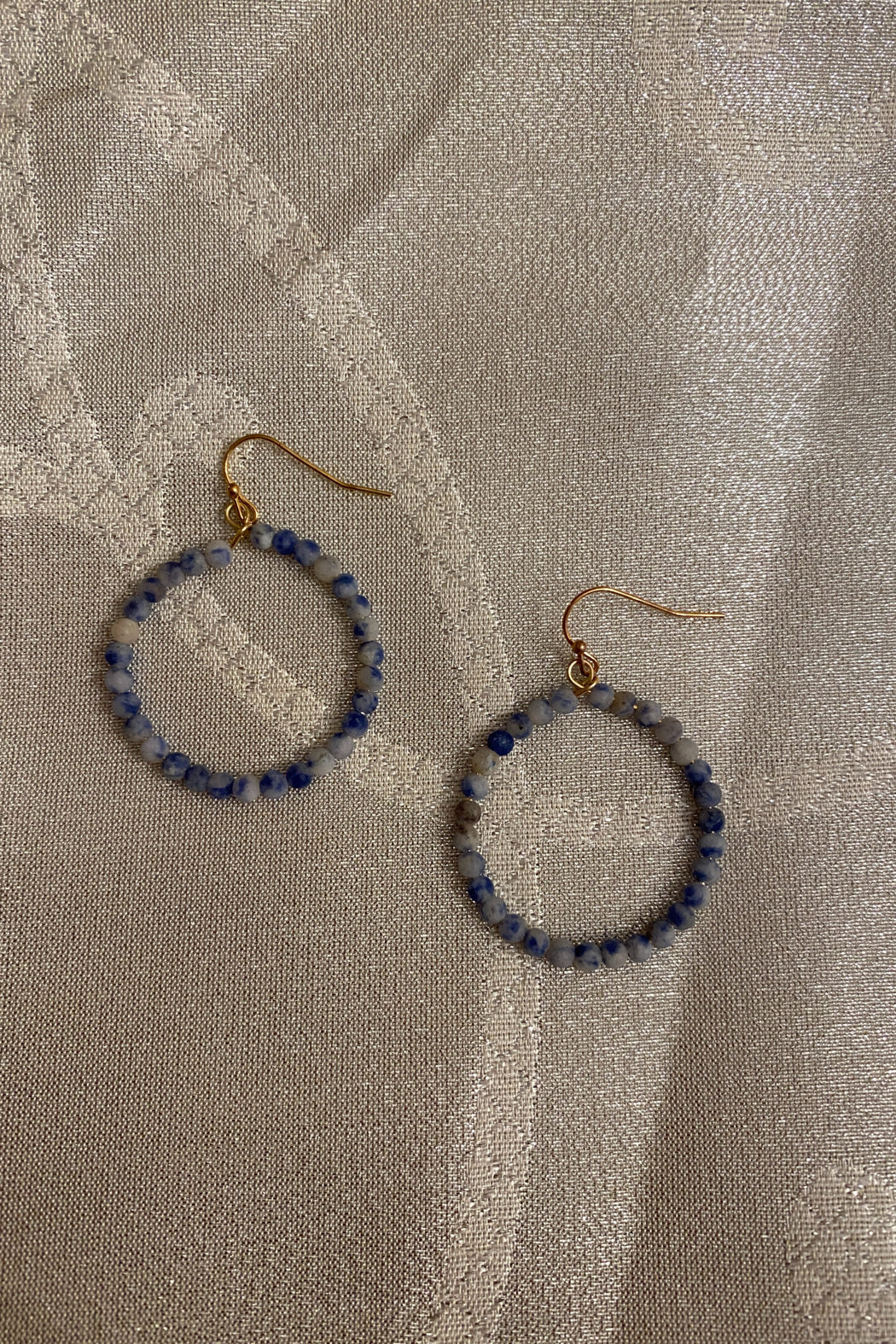 Beaded Blue Hoops