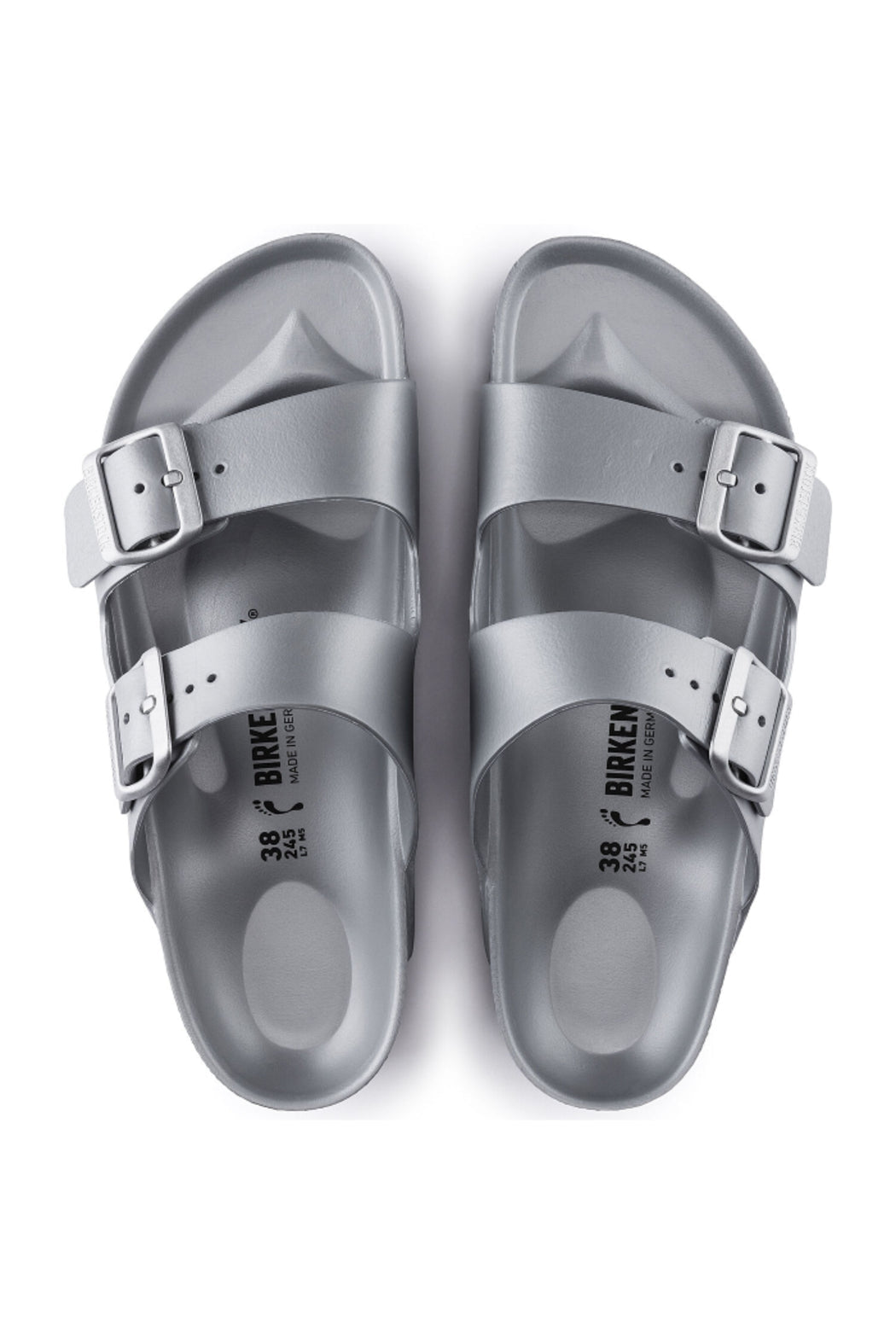 Birkenstock Arizona Essentials EVA Narrow Width in Metallic Silver