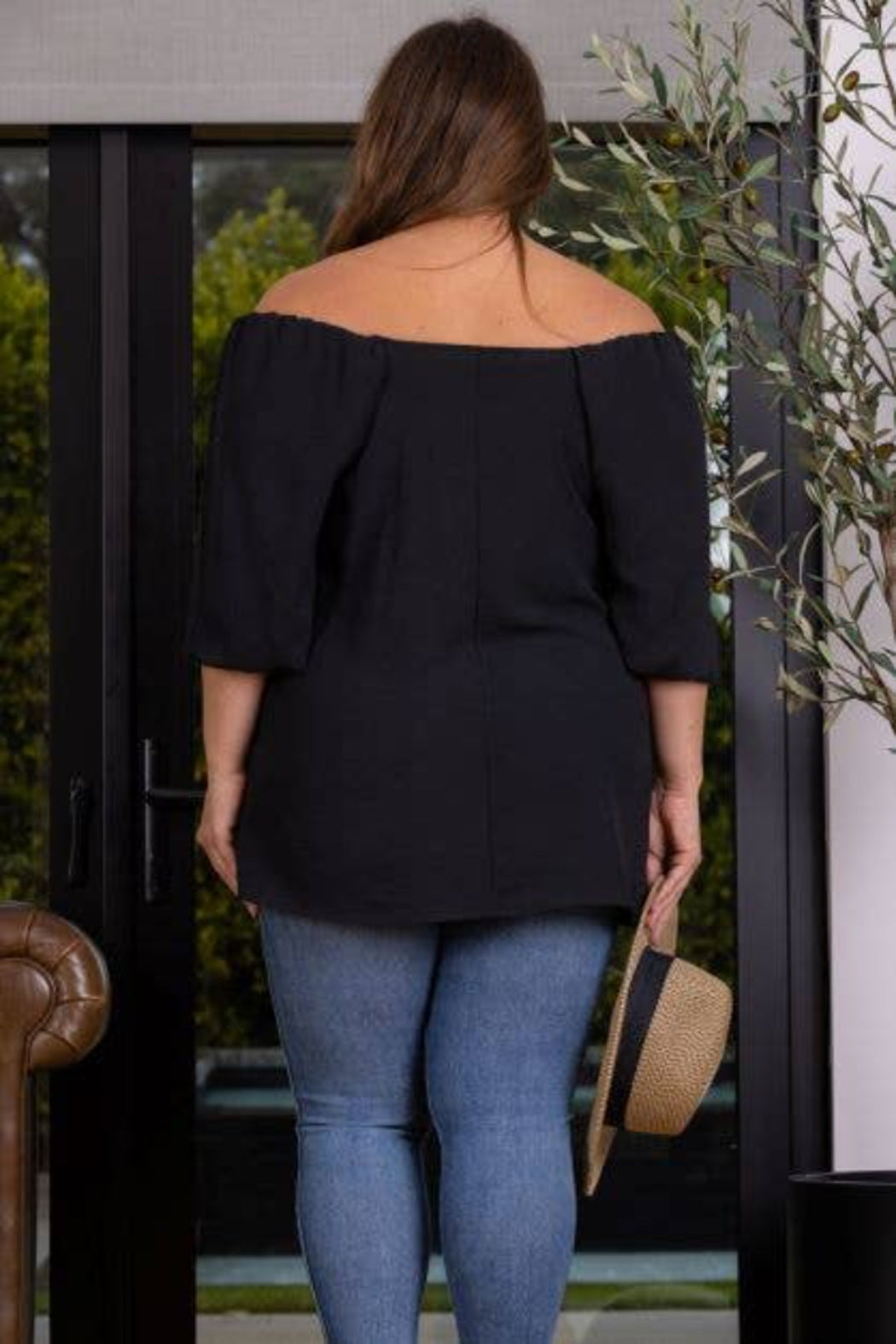Black Off Shoulder Bell Sleeve