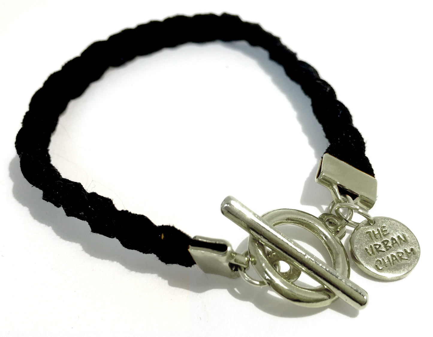 Black Vegan Leather Strength Friendship Bracelet by the Urban Charm
