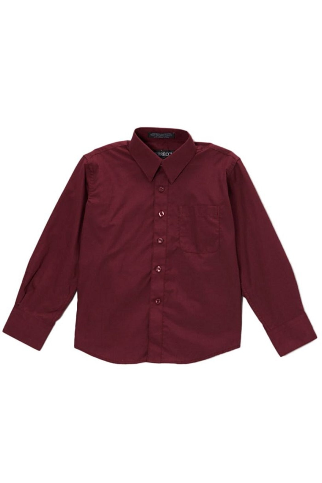Boys Burgundy Button Up Dress Shirt