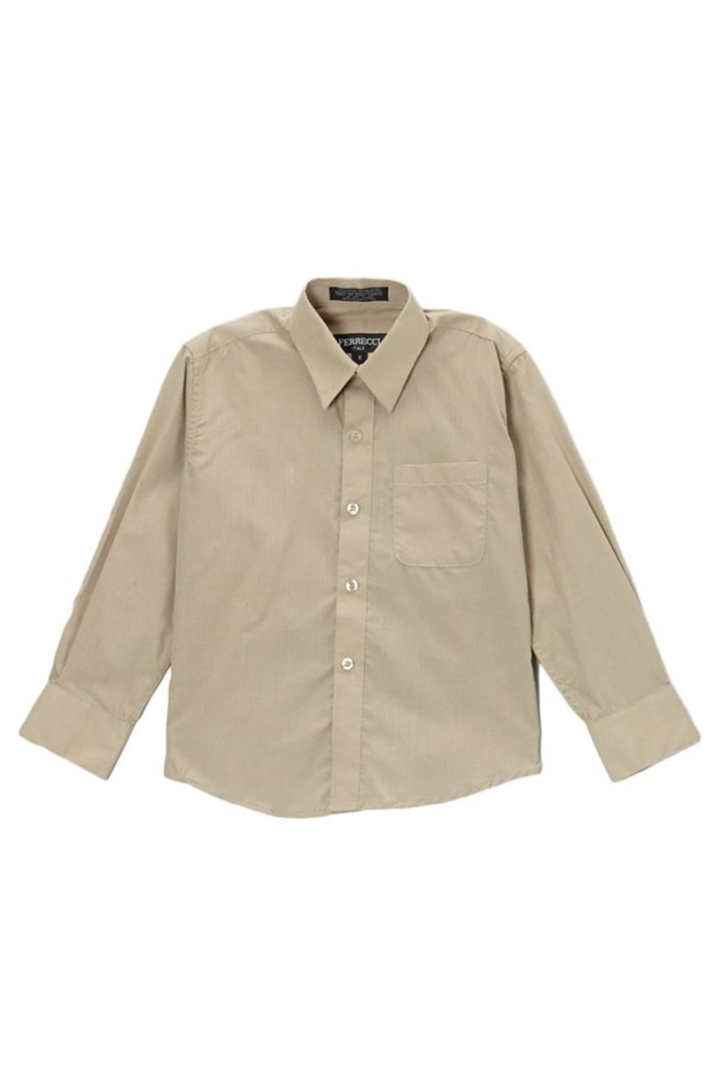 Boys Khaki Button Up Dress Shirt