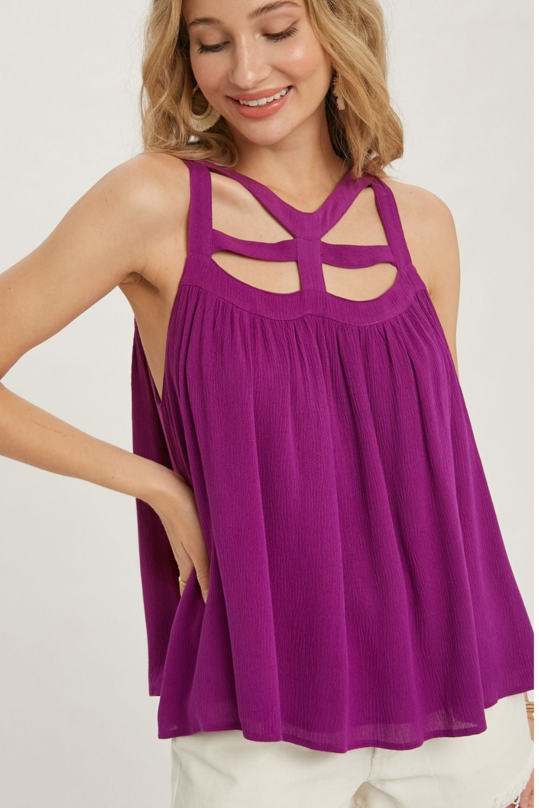 Caged Neck Tank Top
