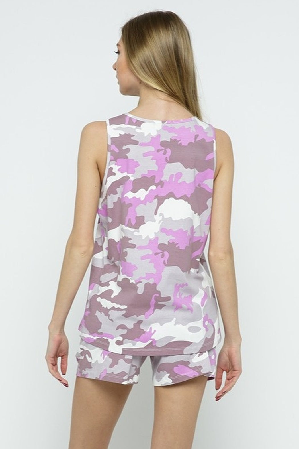 Camo Printed Sleeveless Lounge Set