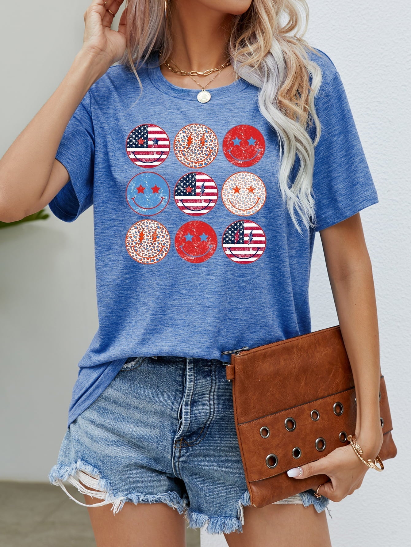 US Flag Smiley Face Graphic Tee