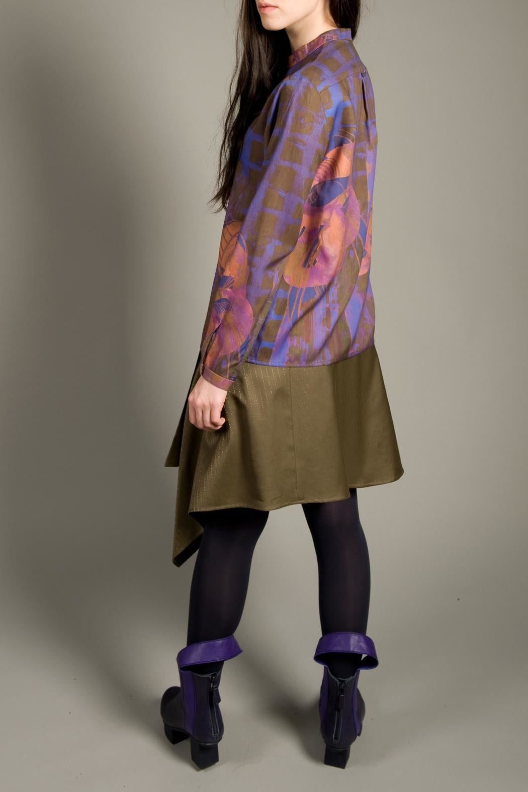 Asymmetric Skirt Green Gold