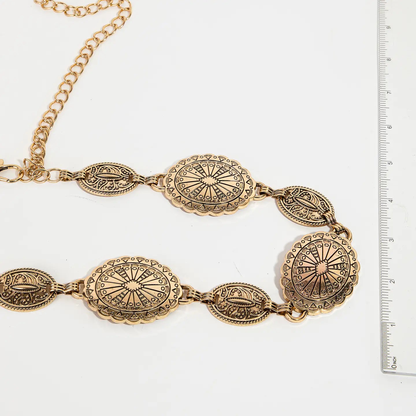 Ornate Oval Disc Chain Fashion Belt
