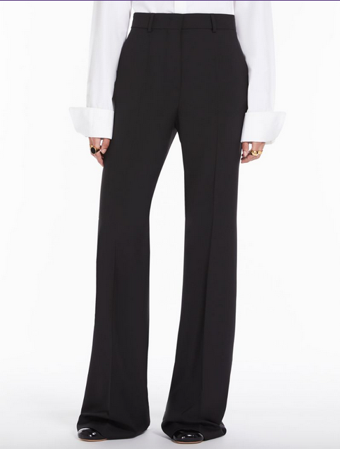 Sportmax Hangar Flared Black Wool Trousers