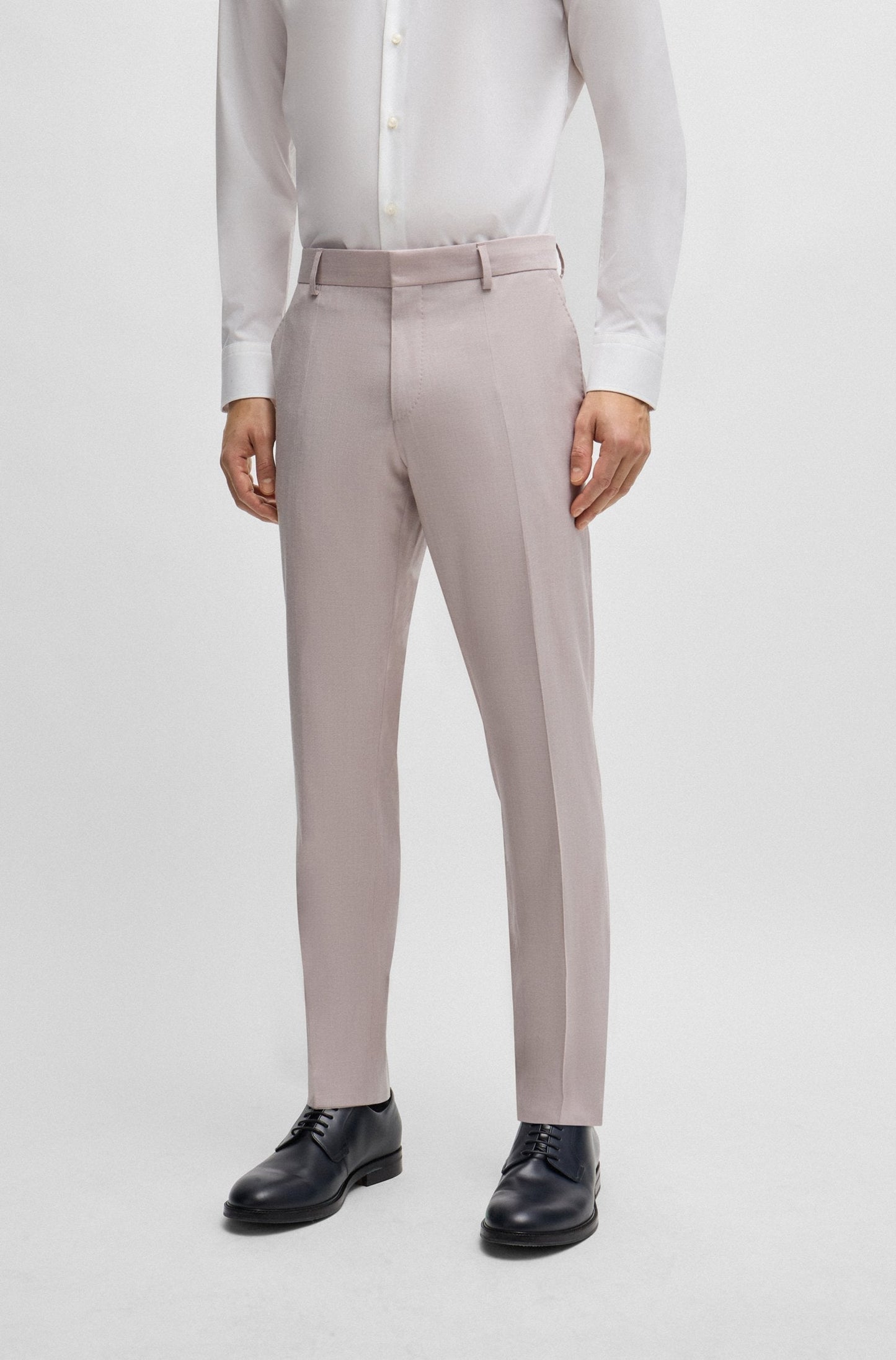 Boss SLIM-FIT Light Pink Suit In a Melange Wool Blend