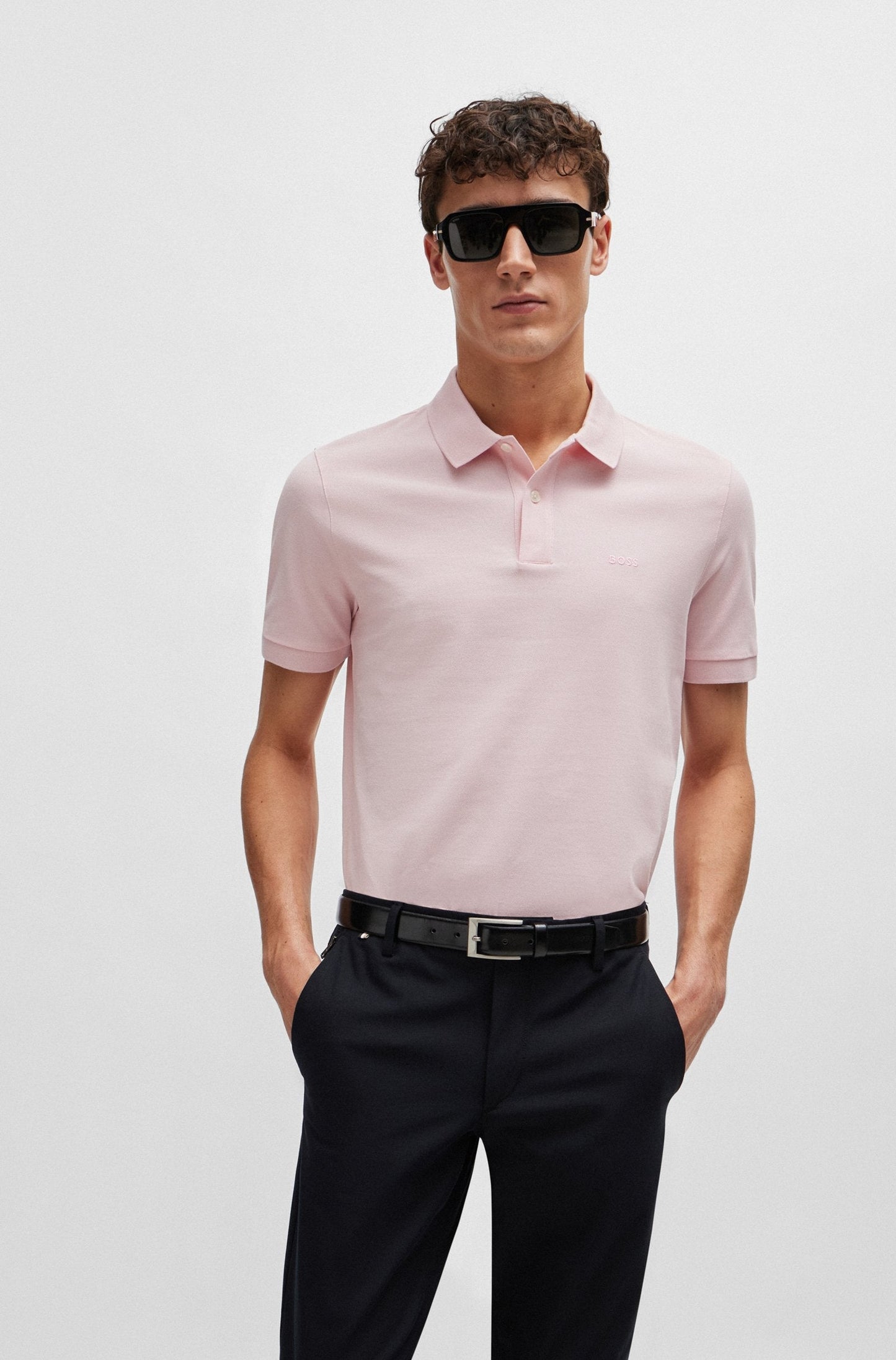 Boss COTTON POLO SHIRT WITH EMBROIDERED LOGO