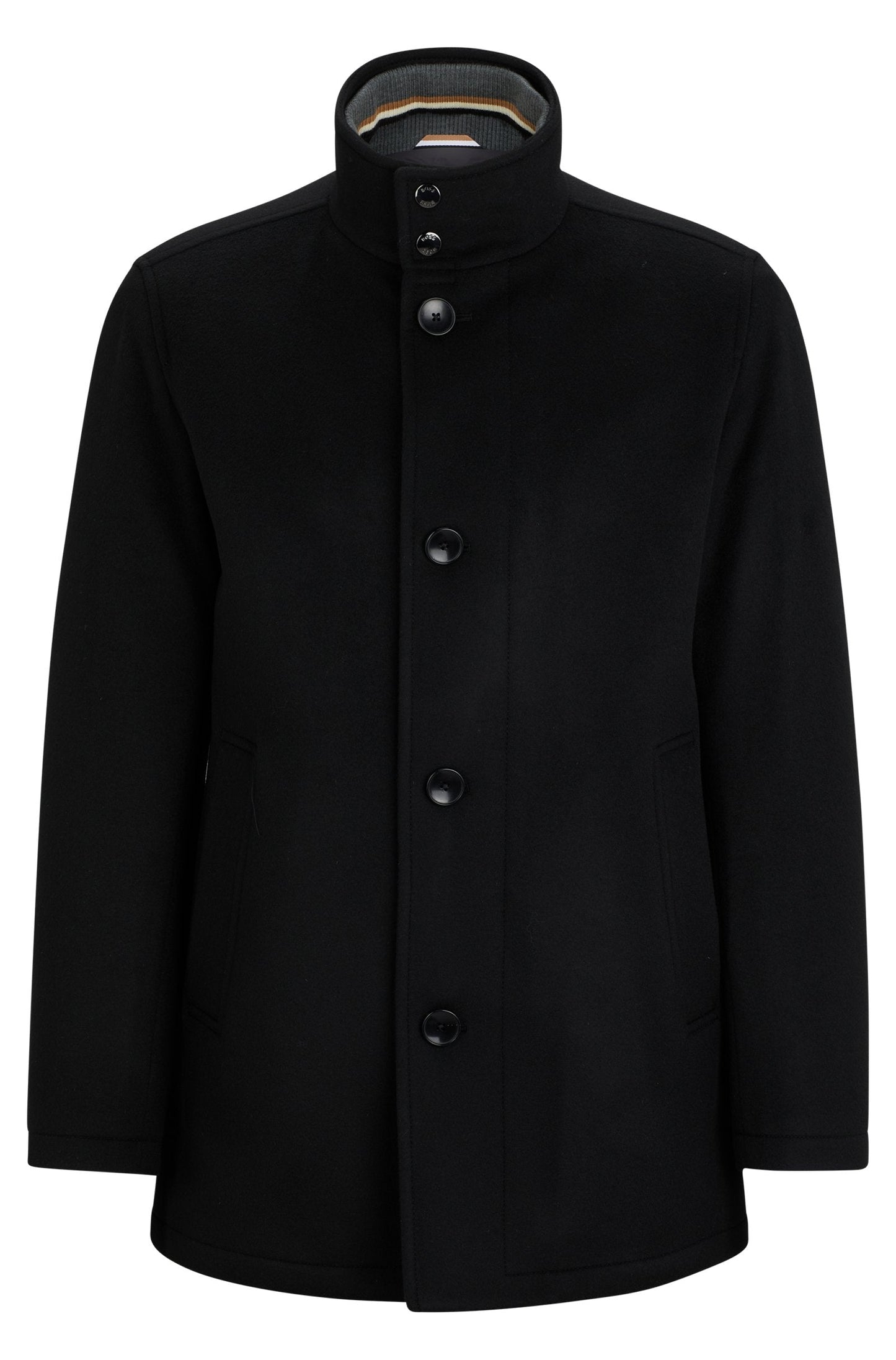 BOSS H-Coxtan Relaxed-Fit Virgin Wool Coat In Black