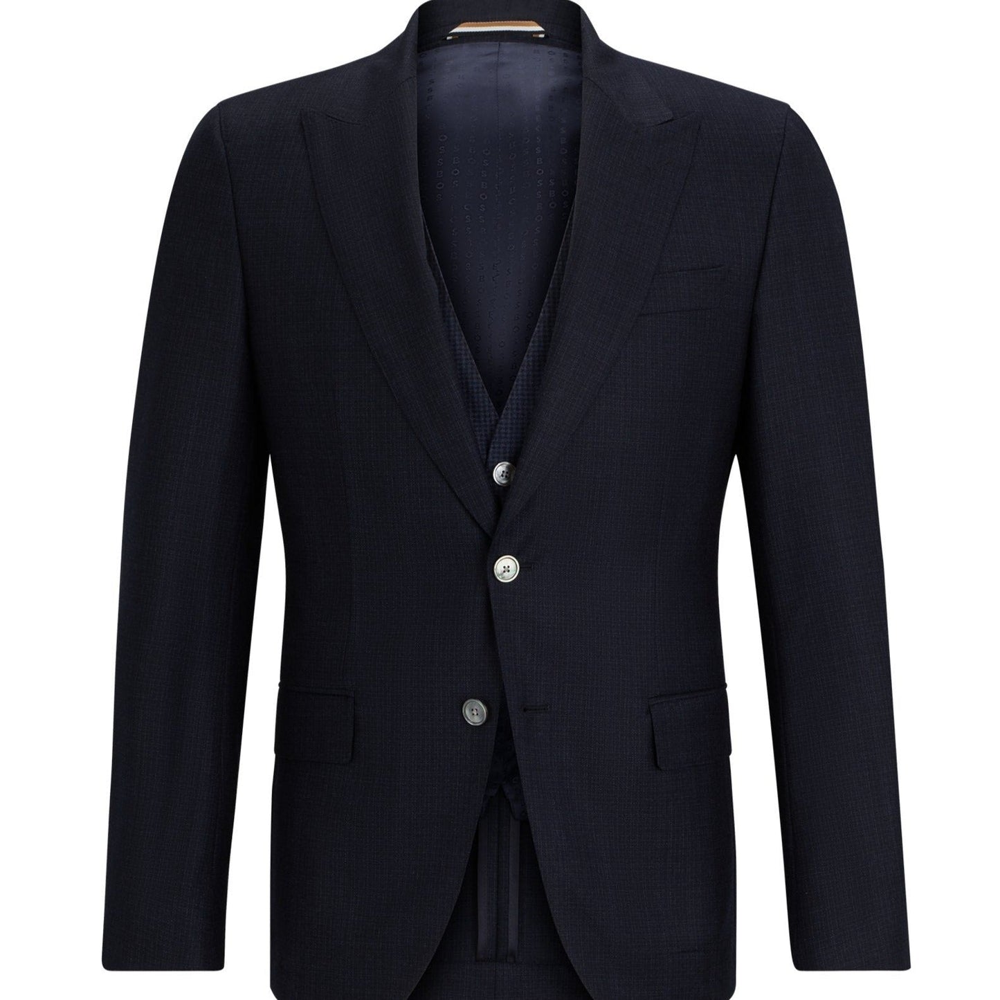 BOSS Slim fit Three-Piece Suit in Checked Virgin Wool