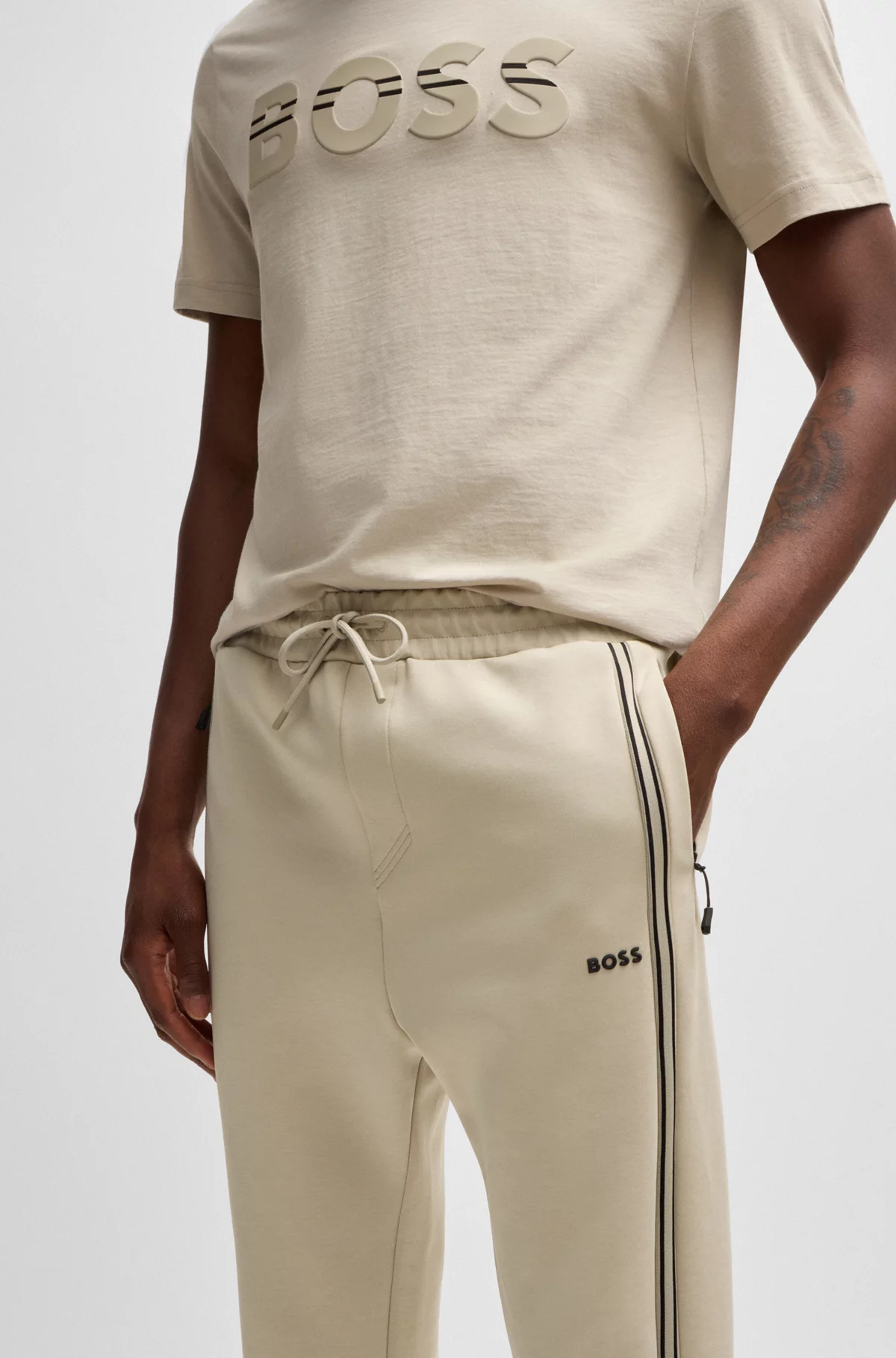 Boss Tracksuit Bottoms with Tape Inserts