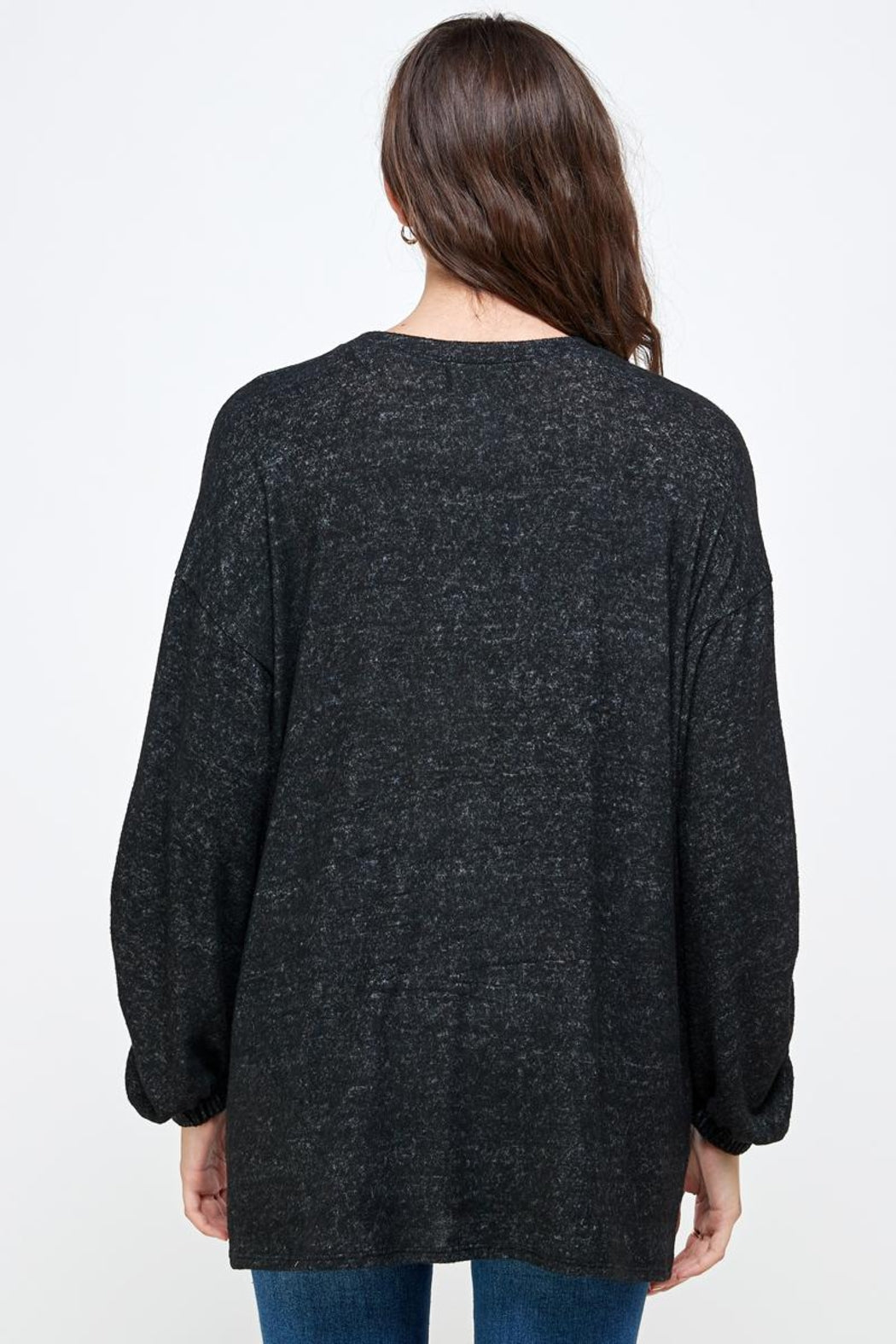 Brushed Knit Screen Print Loose Fit Swaeat Shirts
