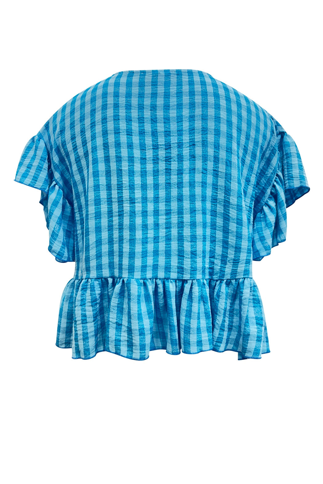 V Neck Flutter Sleeve Ruffle Crop Loose Fit Top