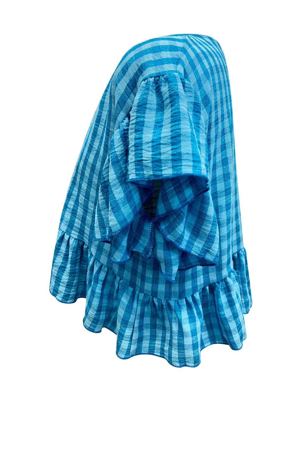 V Neck Flutter Sleeve Ruffle Crop Loose Fit Top