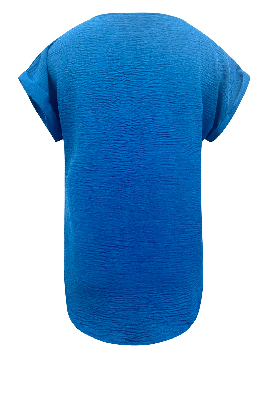 V Neck Short Fold Up Sleeve Solid Top