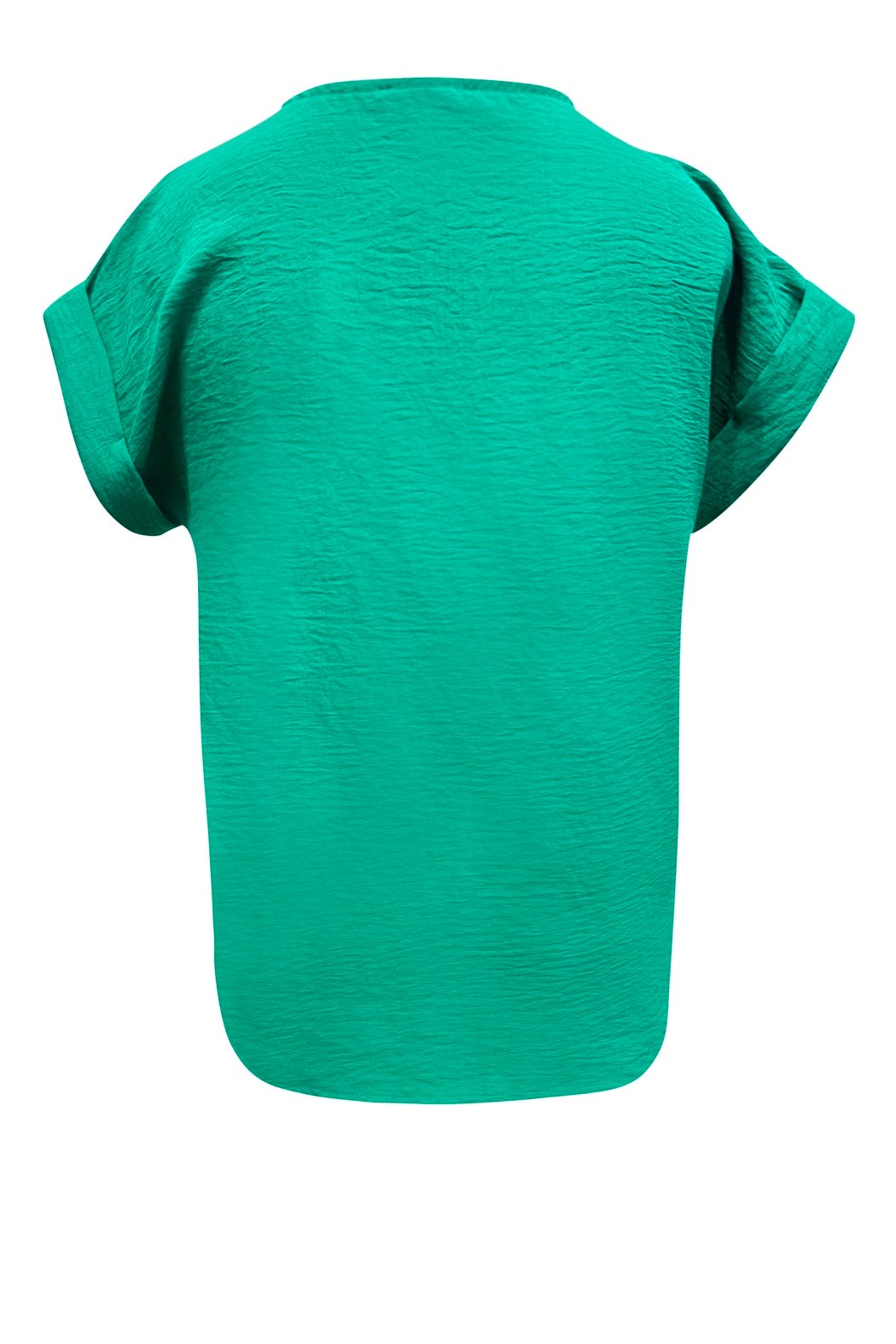 V Neck Short Fold Up Sleeve Solid Top
