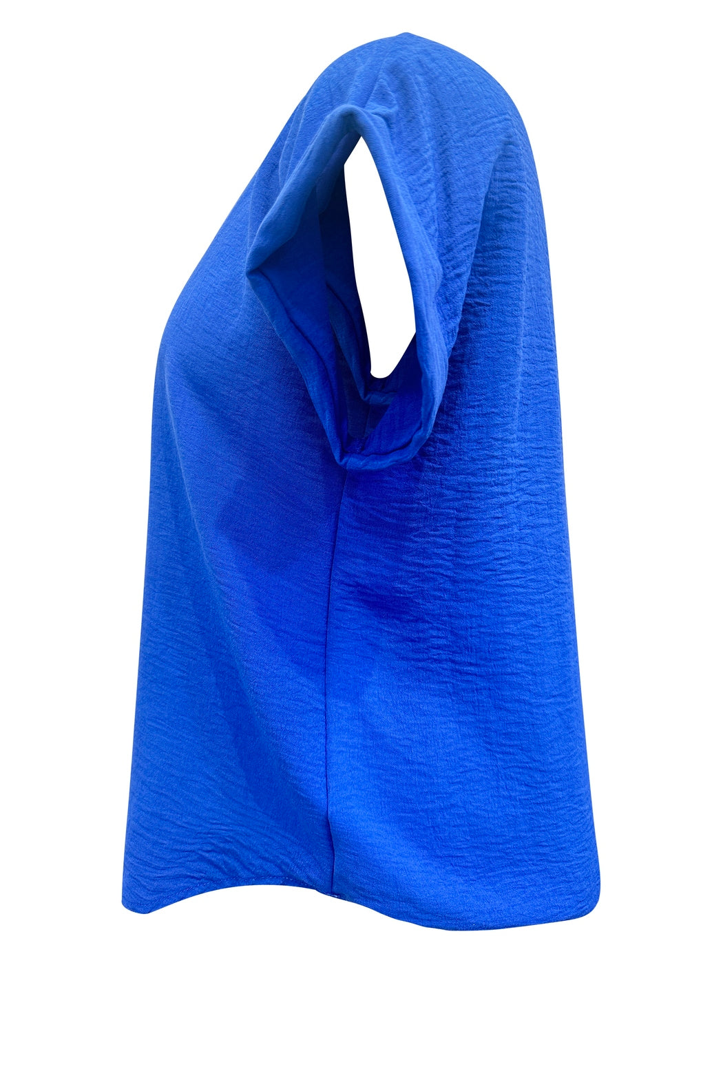 V Neck Short Fold Up Sleeve Solid Top