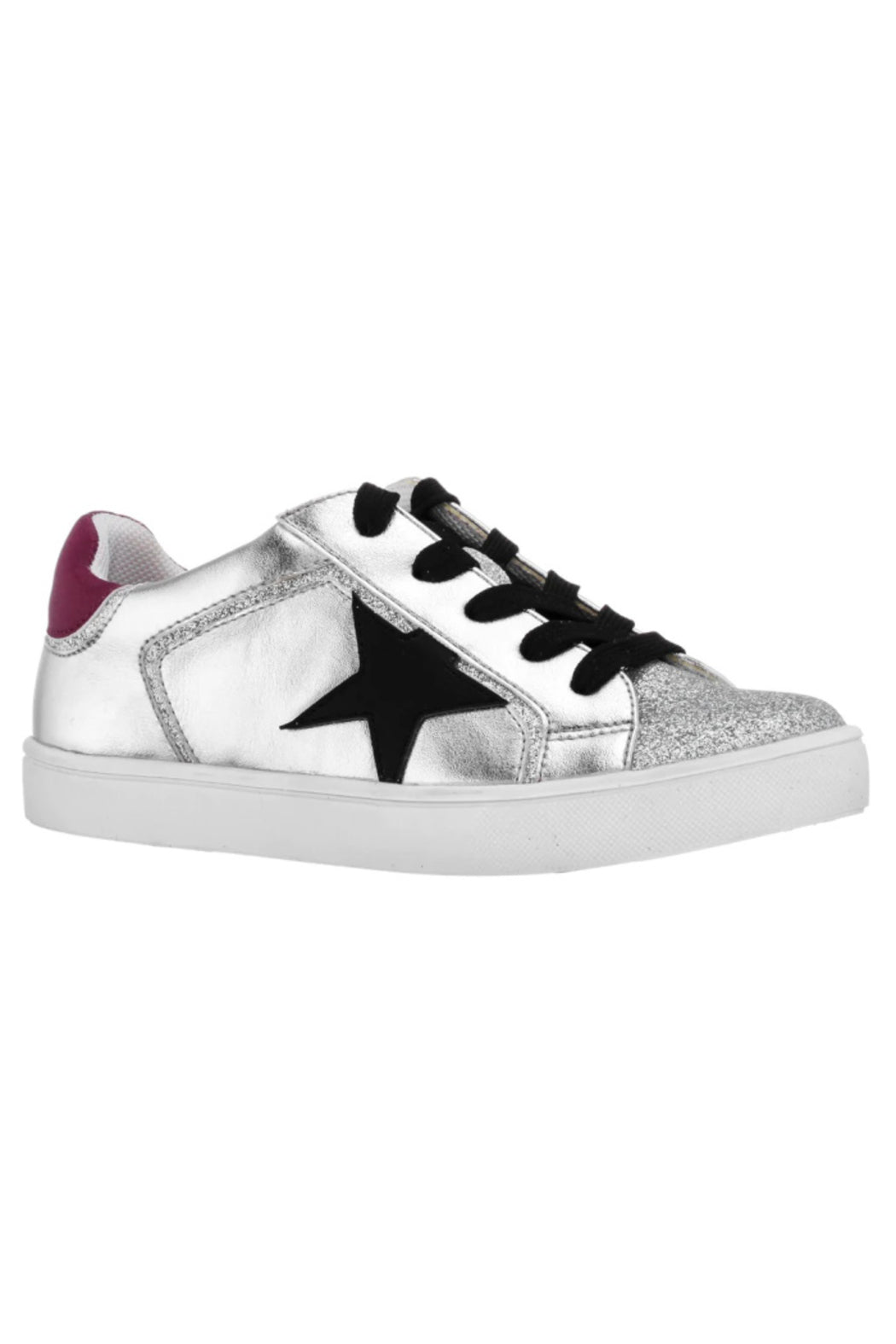 NINA EVON LACE UP SNEAKER IN LIGHT SILVER METALLIC