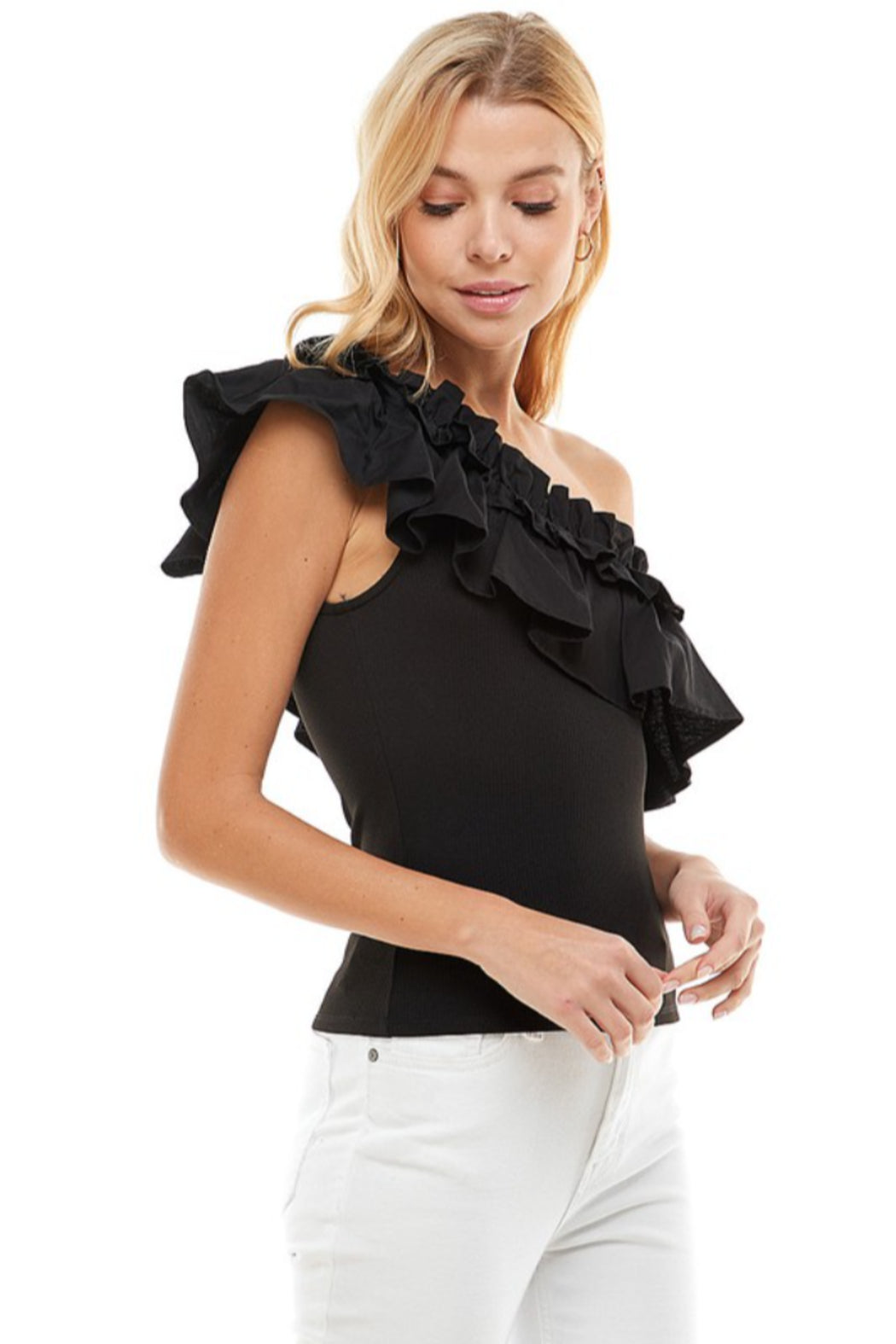 One Shoulder Ruffle Top