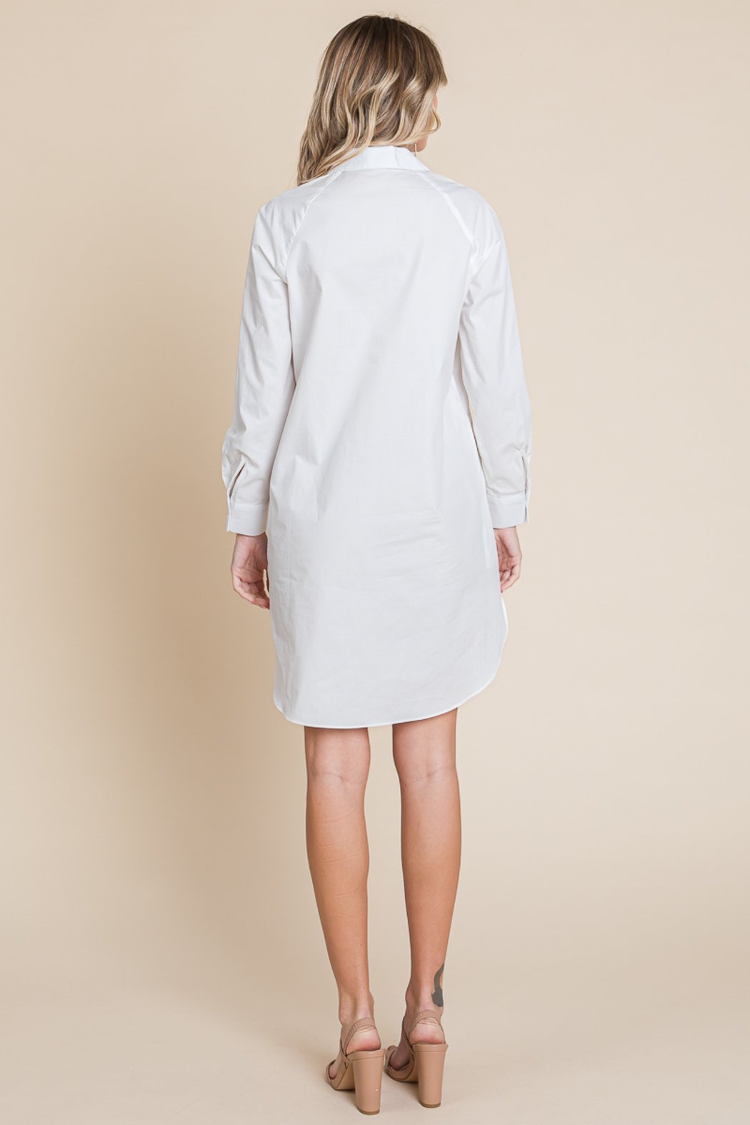 Button Down Cotton Long Sleeve Shirt Dress