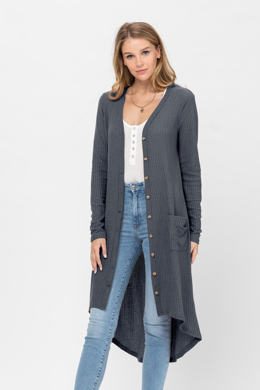 Button Down Solid Color Knit Cardigans With Pockets