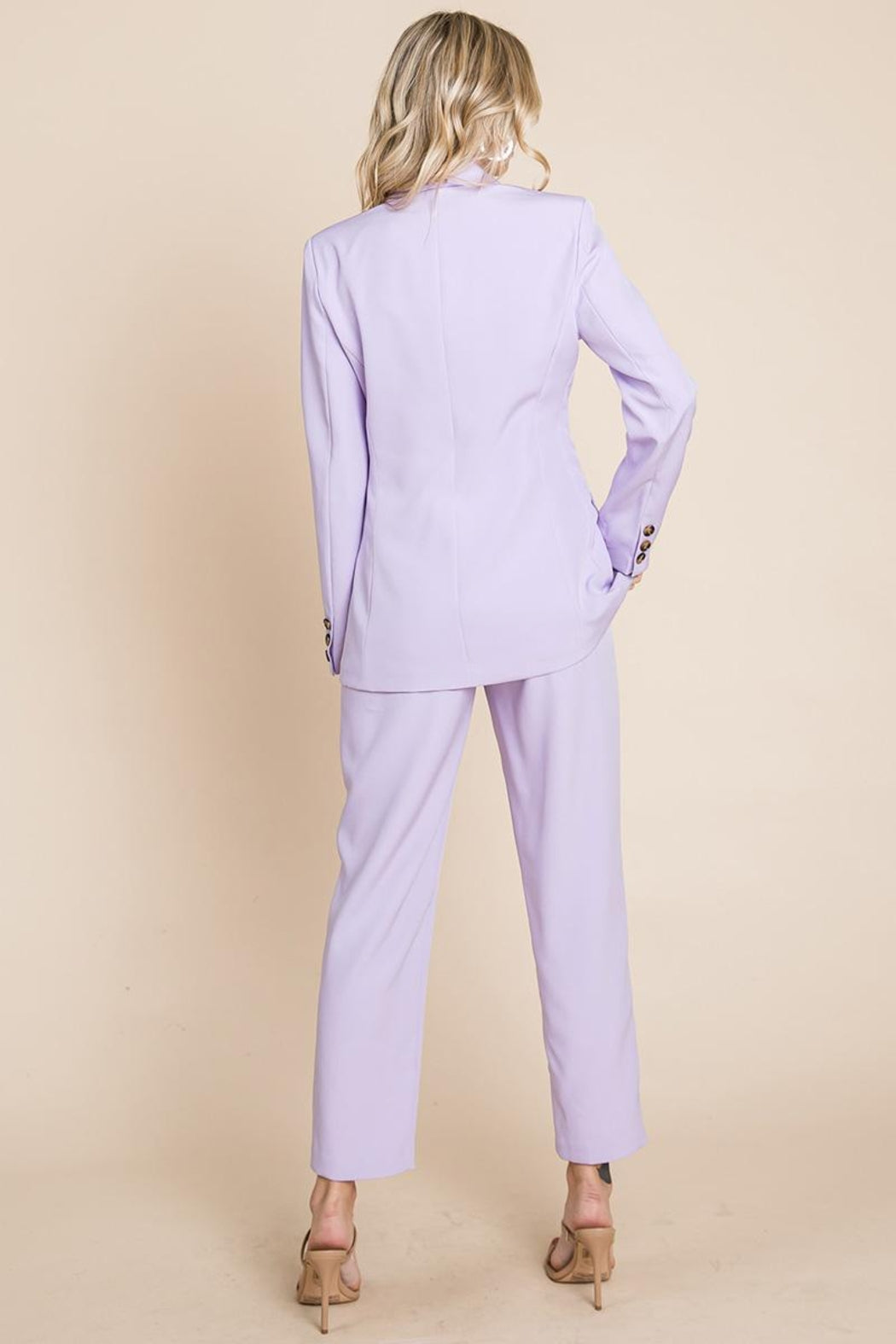 Single Breasted Blazer & High Waisted Pants Set