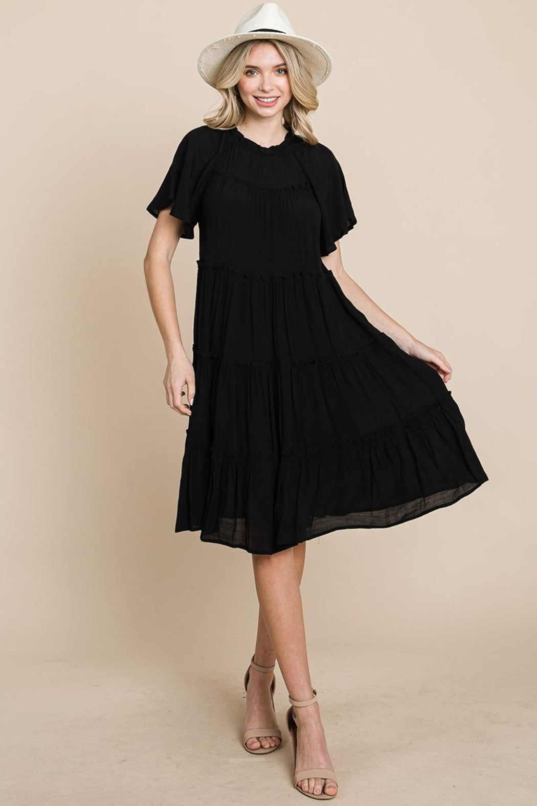 Tiered Babydoll Dress With Pockets
