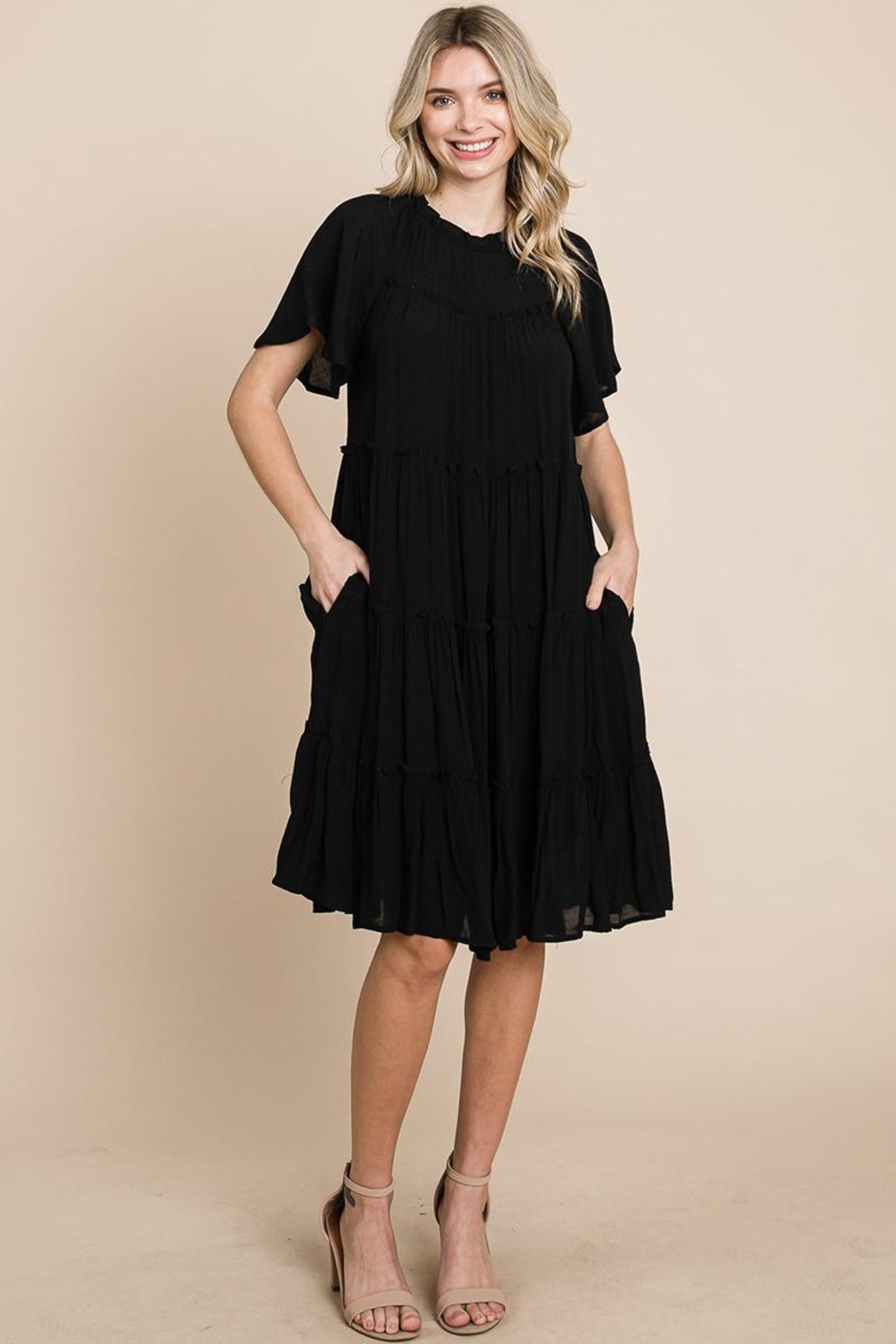 Tiered Babydoll Dress With Pockets