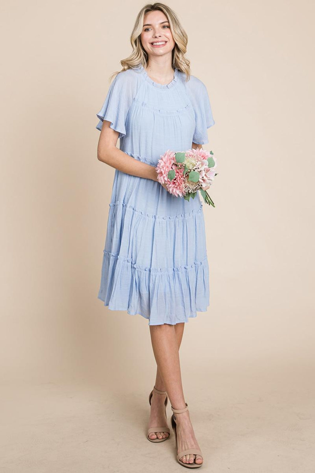 Tiered Babydoll Dress With Pockets