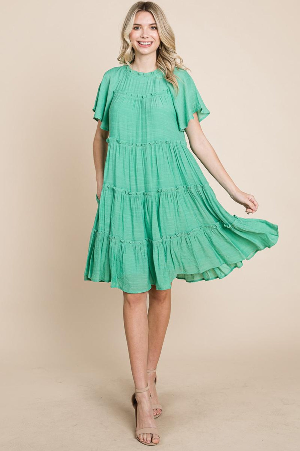 Tiered Babydoll Dress With Pockets
