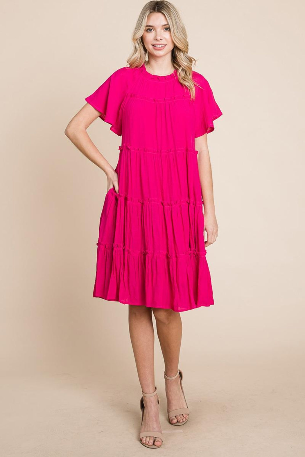 Tiered Babydoll Dress With Pockets