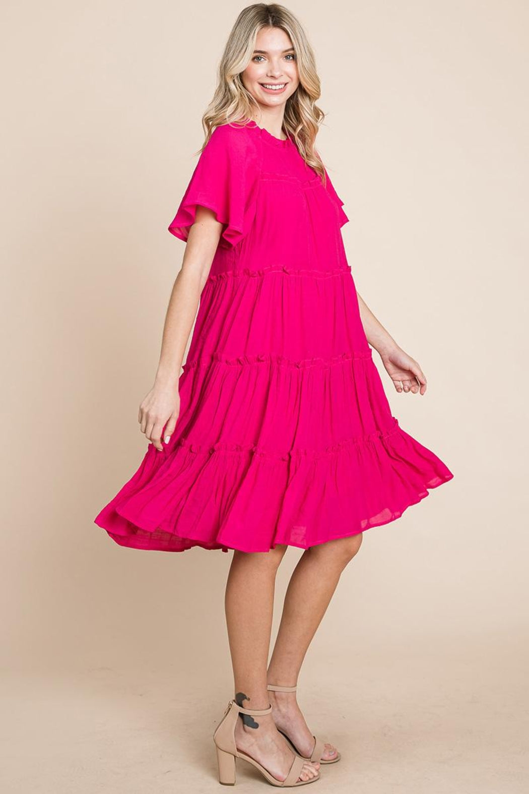 Tiered Babydoll Dress With Pockets