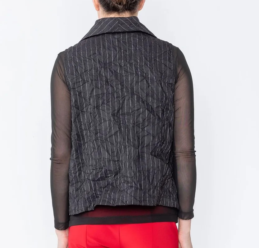 Black Crushed Stripe Vest 4971v