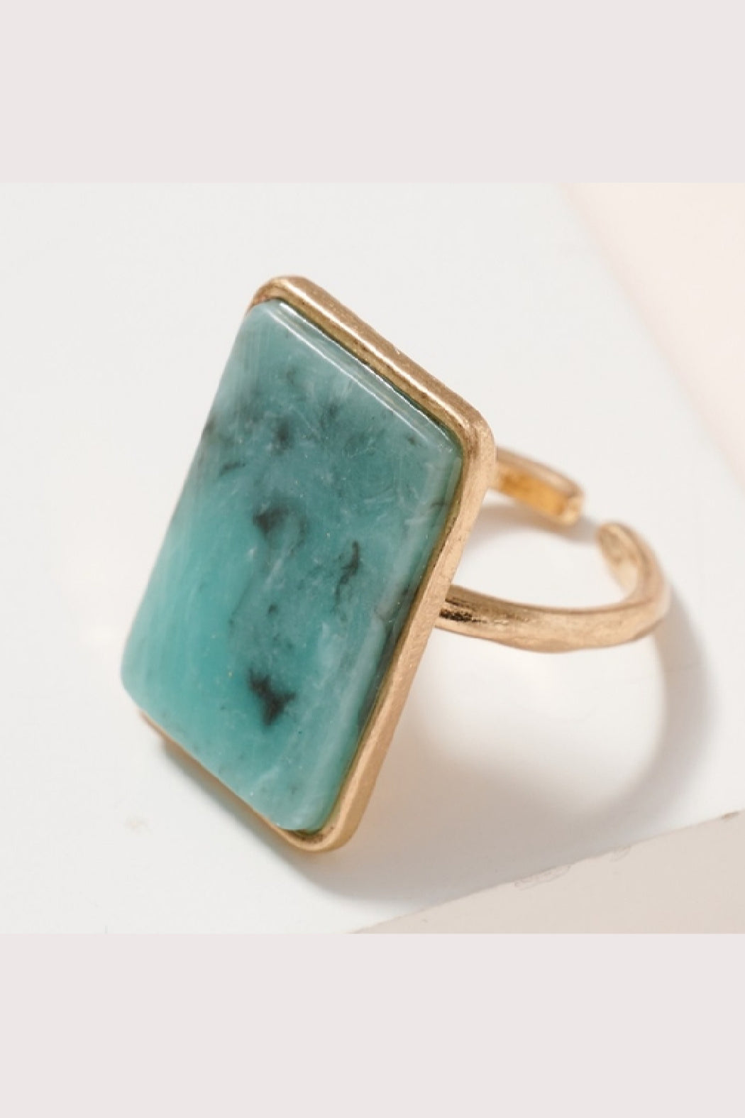 Semi Precious Rectangle Stone Ring
