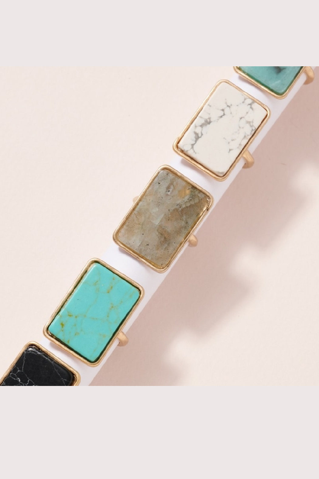 Semi Precious Rectangle Stone Ring