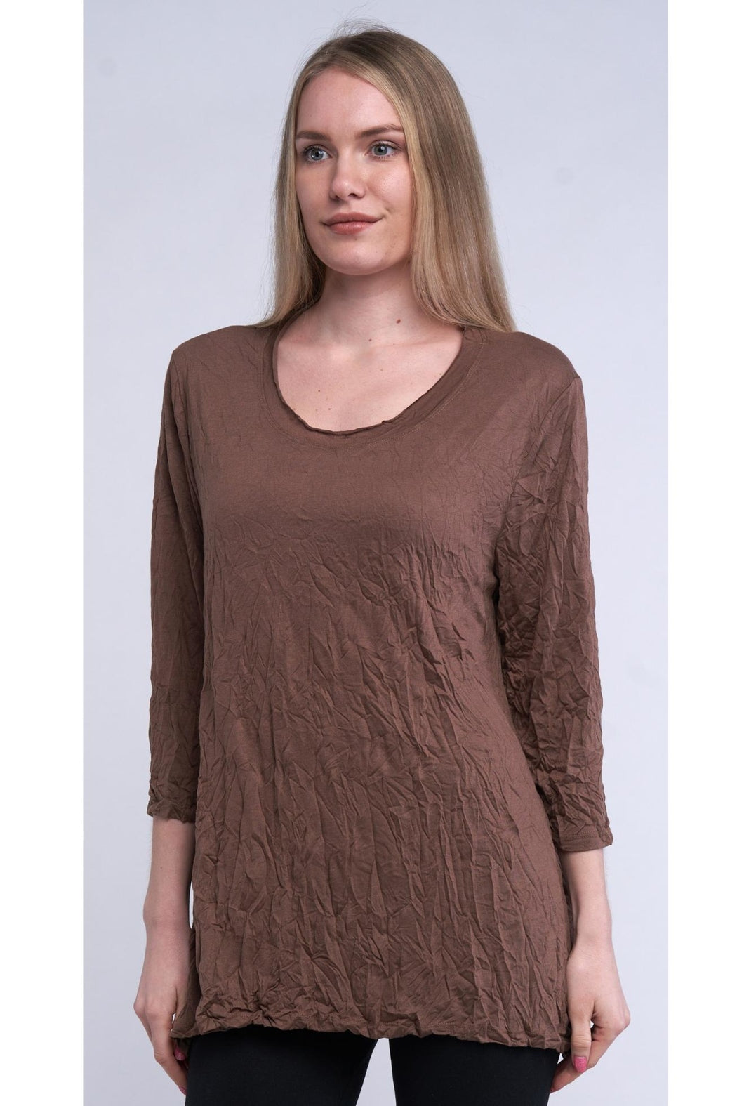 Brown Crinkle Top