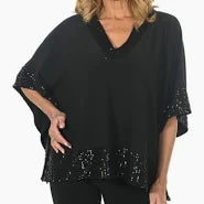 Black Poncho Top with V-neckline Frank Lyman 234243