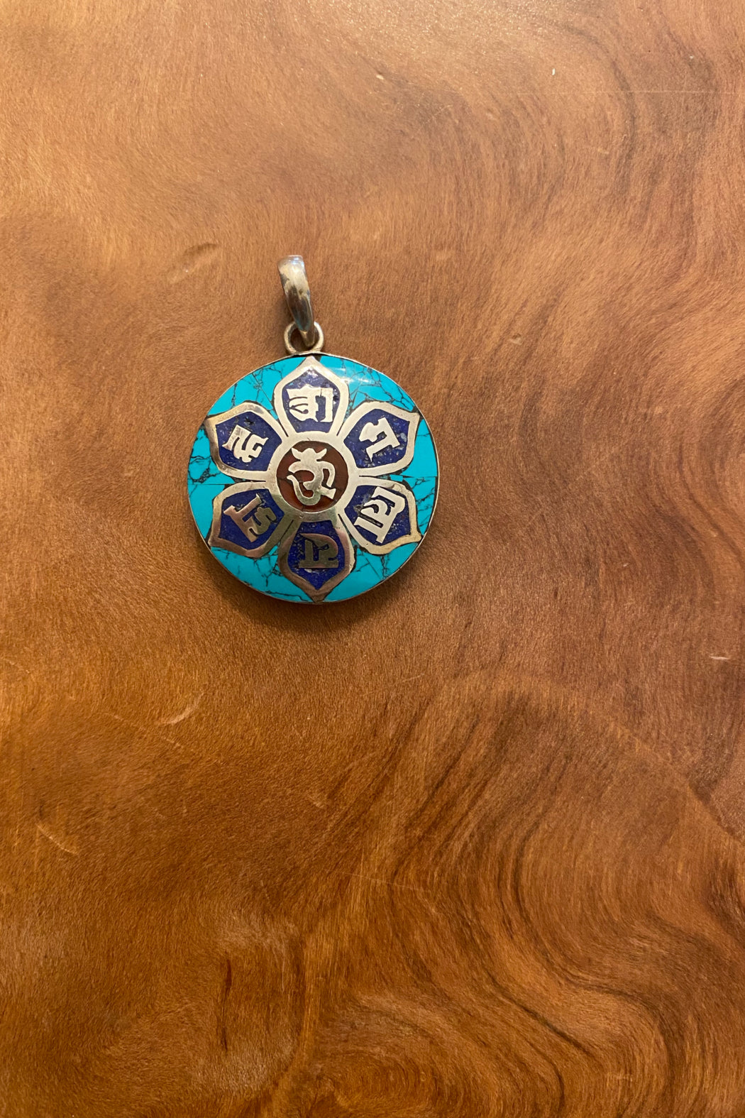 Sterling Silver & Turquoise Om Pendant Necklace