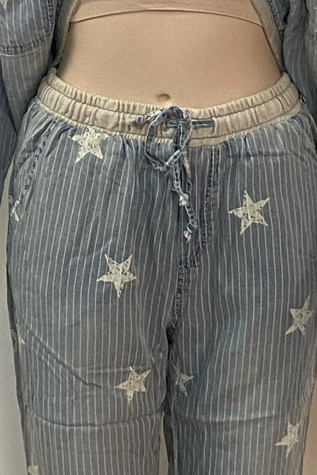 Stripe Tencel Jogger With Stars