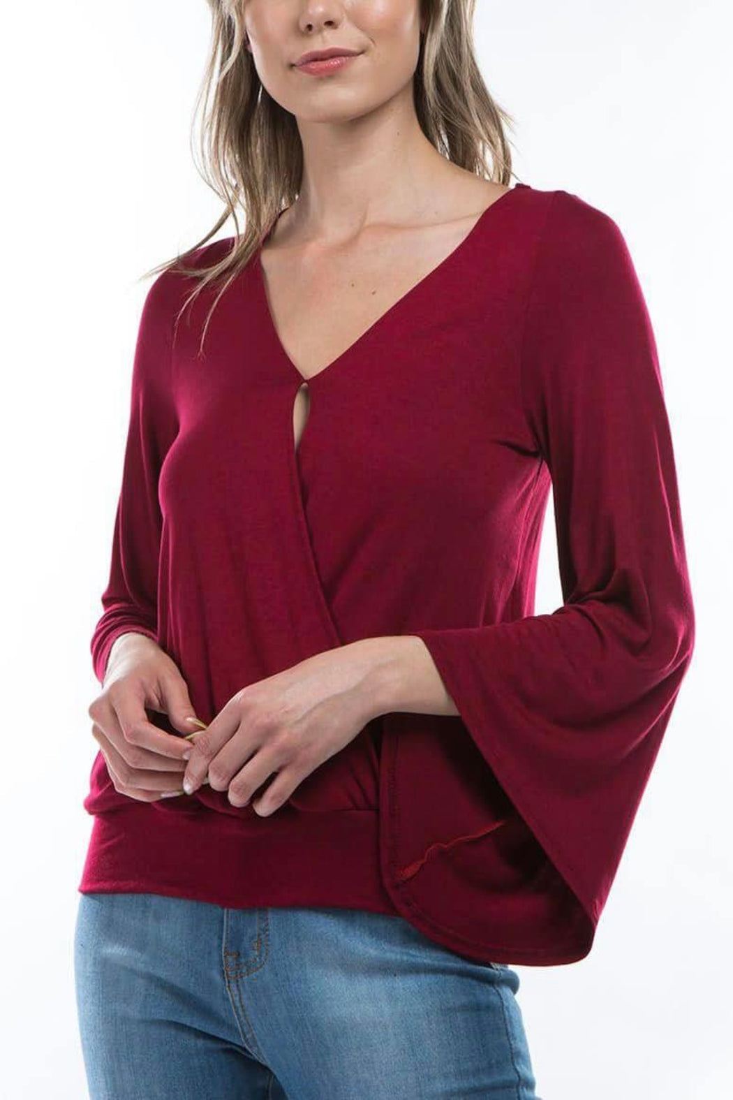 Surplice Bell Sleeve Top