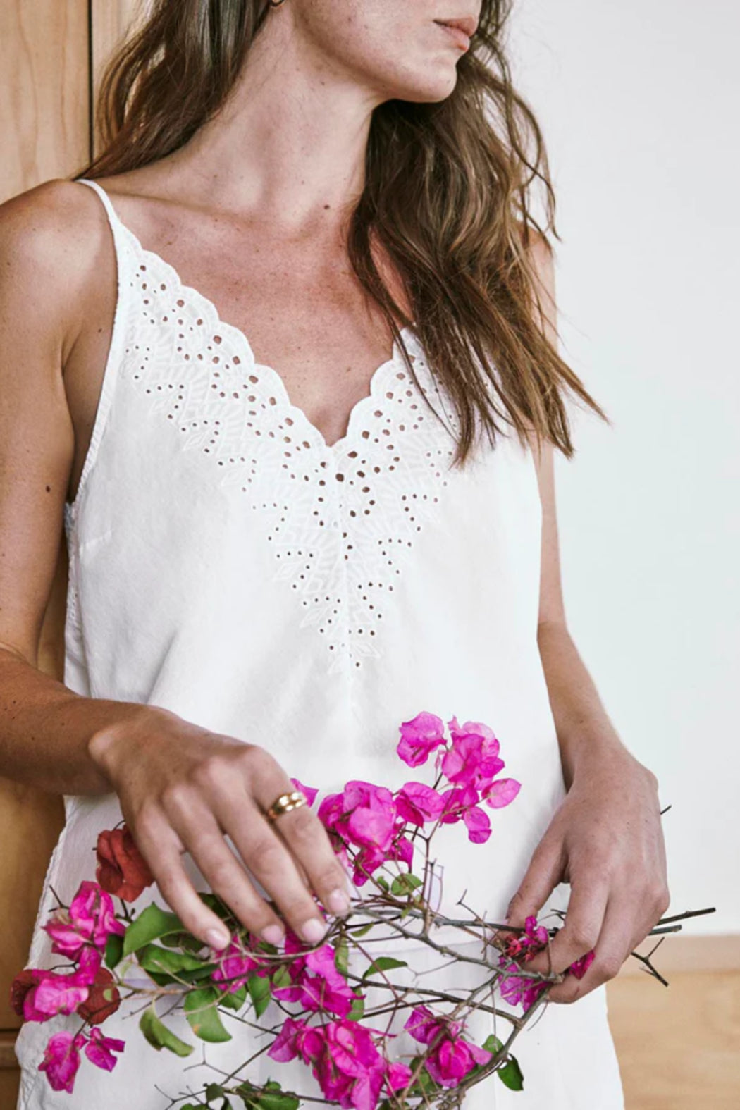 Taylor Eyelet Tank White
