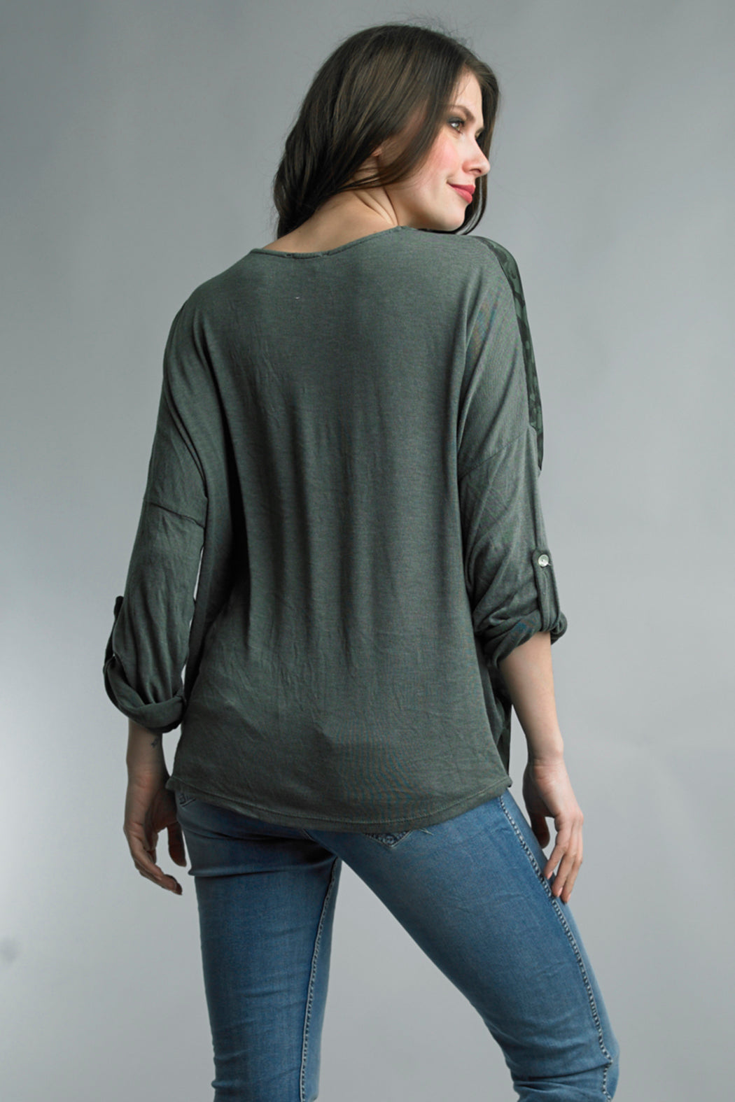 Olive Satin Animal Top