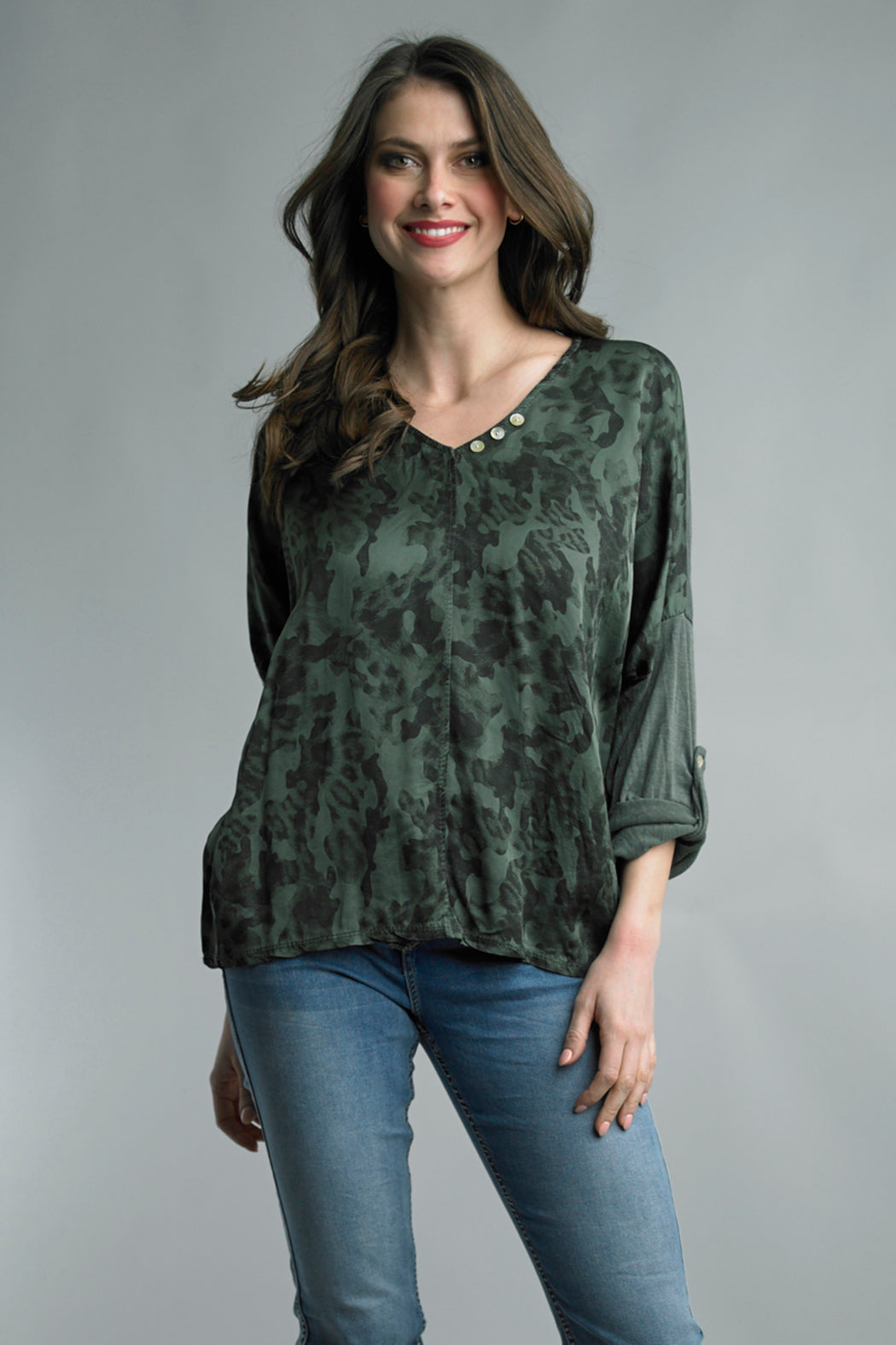 Olive Satin Animal Top