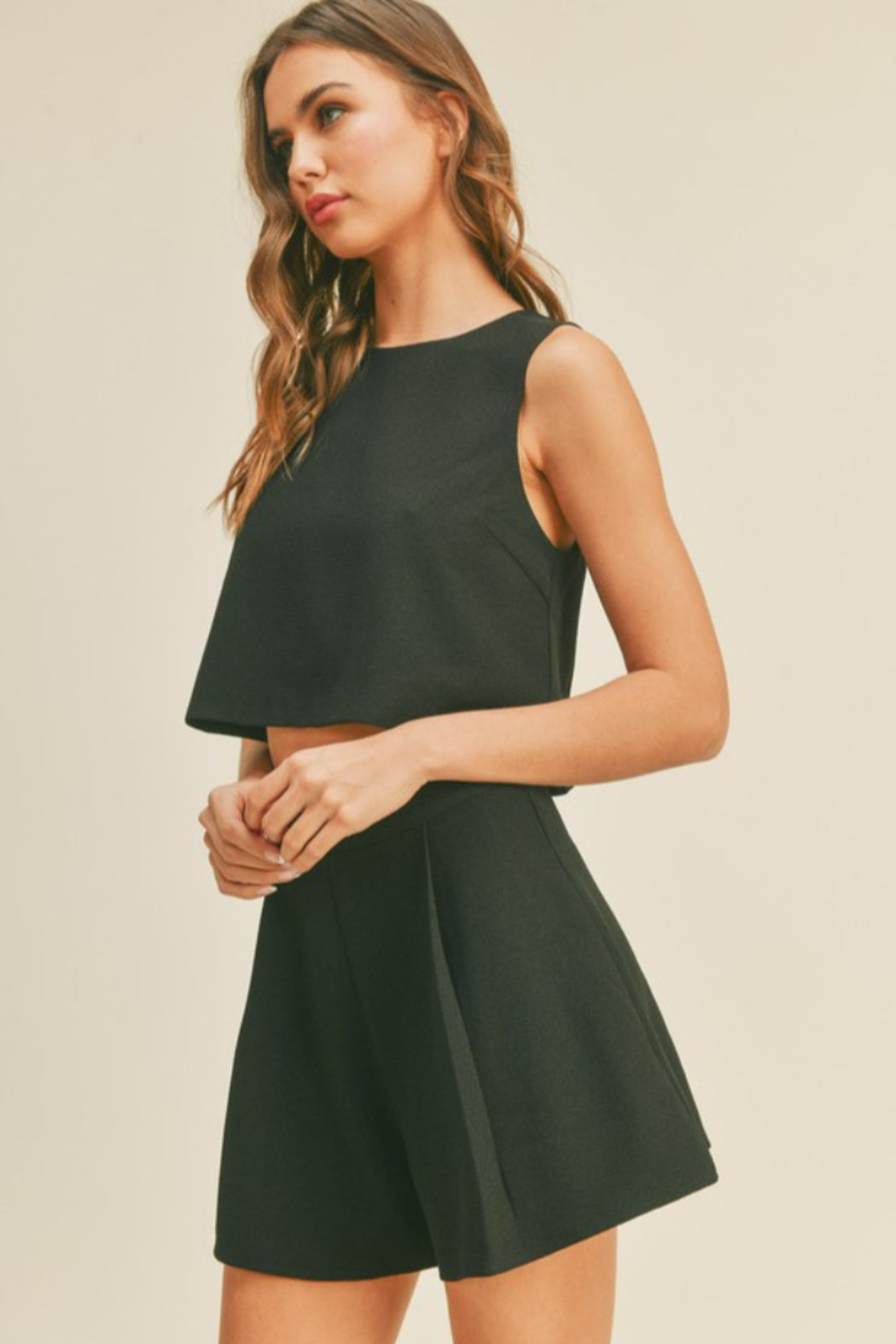 Textured S/L Crop Tank