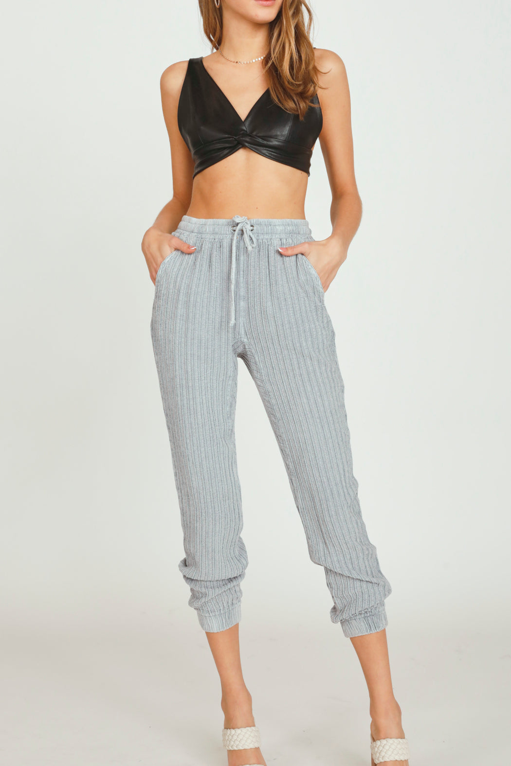 Textured Stripe Cargo Joggers