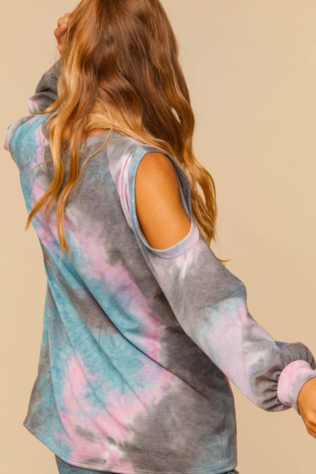 Tie Dye Cold Shoulder Top