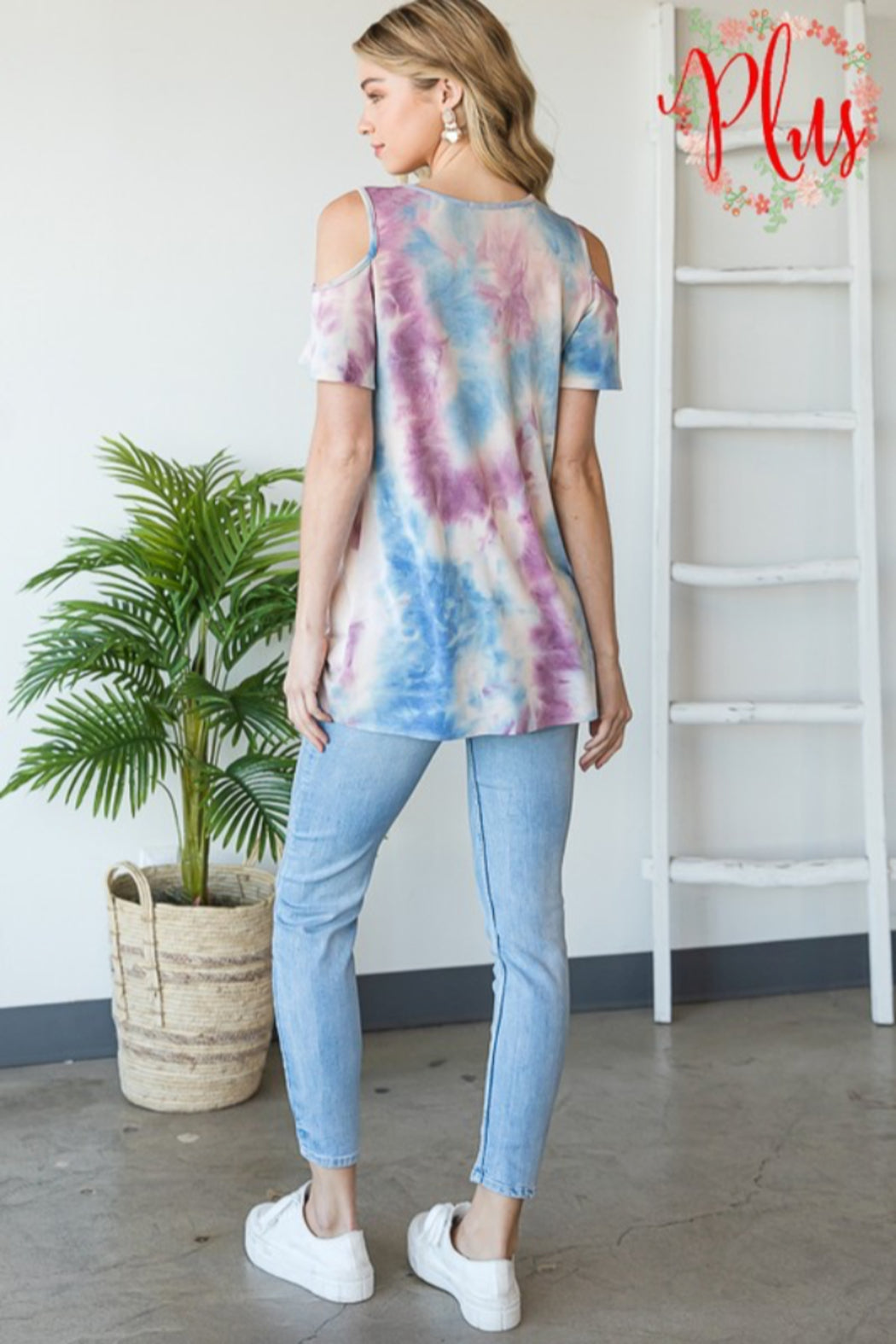 Tie Dye Cold Shoulder Top